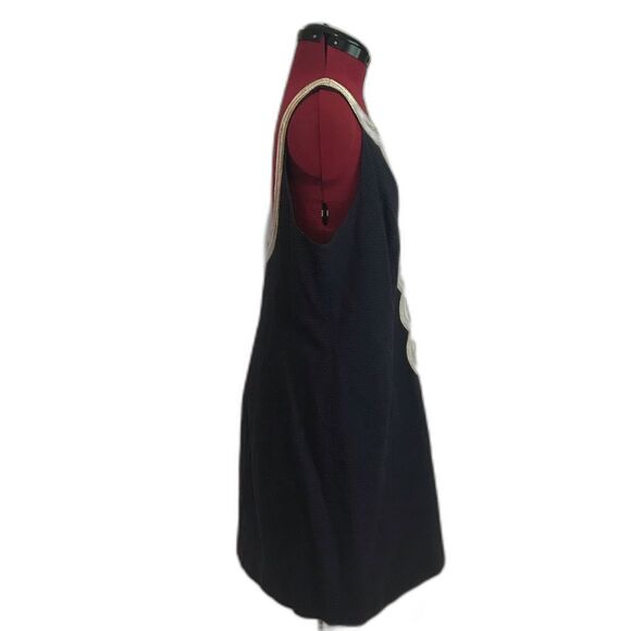 Lilly Pulitzer Valli Shift Dress Women's Size 14 Navy Blue w/Gold & Silver Trim - Picture 6 of 12